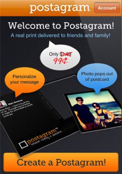 Schermata dell'app Postagram su iPhone