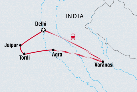 Intrepid Travel India Gateway Tour Mappa dell'itinerario